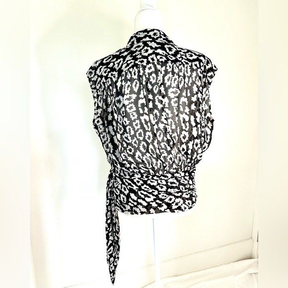 The Kooples Panther Wrap Top in Black & White - Picture 4 of 10